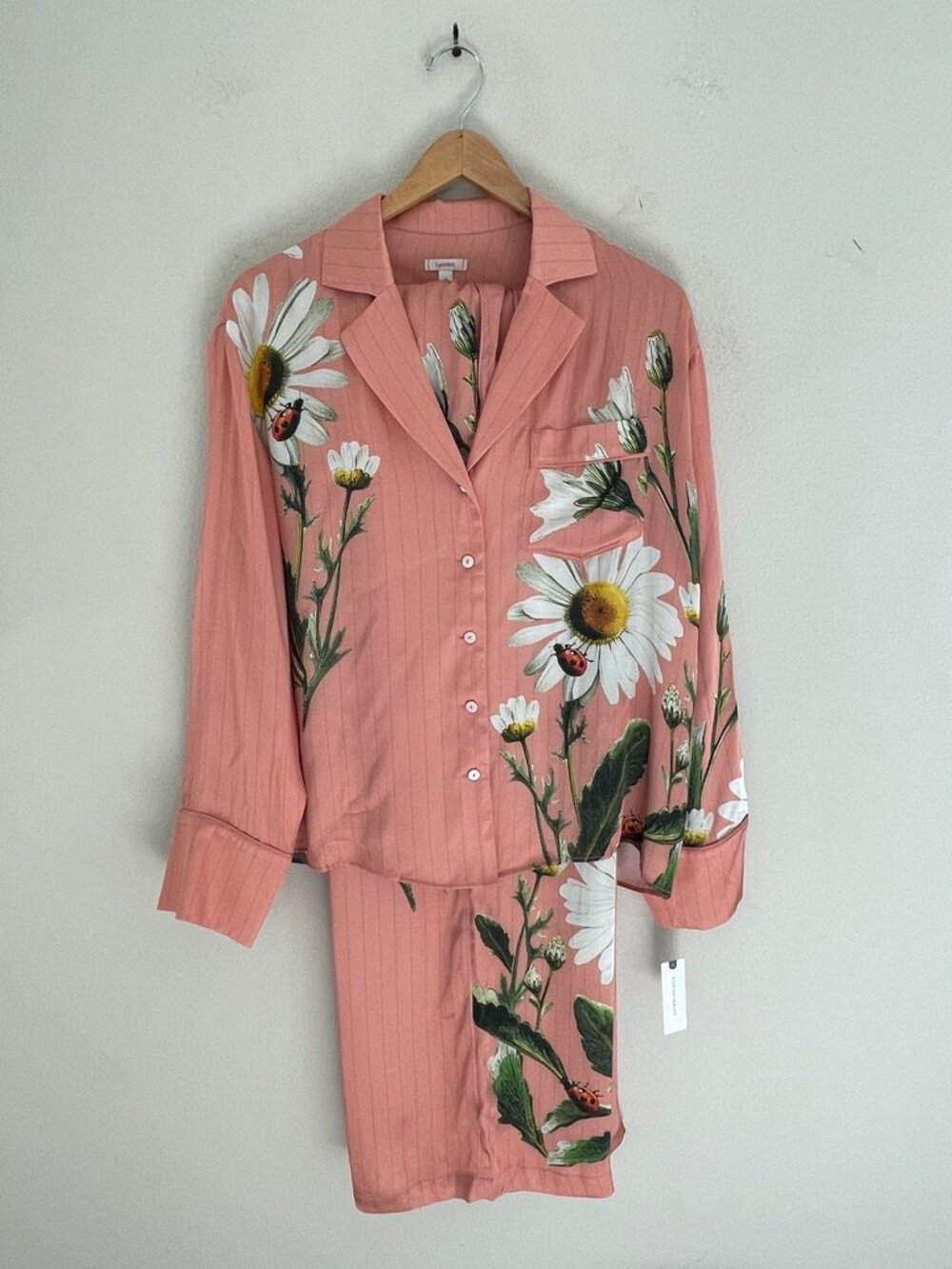 ANTHROPOLOGIE LyreBird Blush Pink Floral Print Pajama Set: XS; Runs LARGE! NWT!!